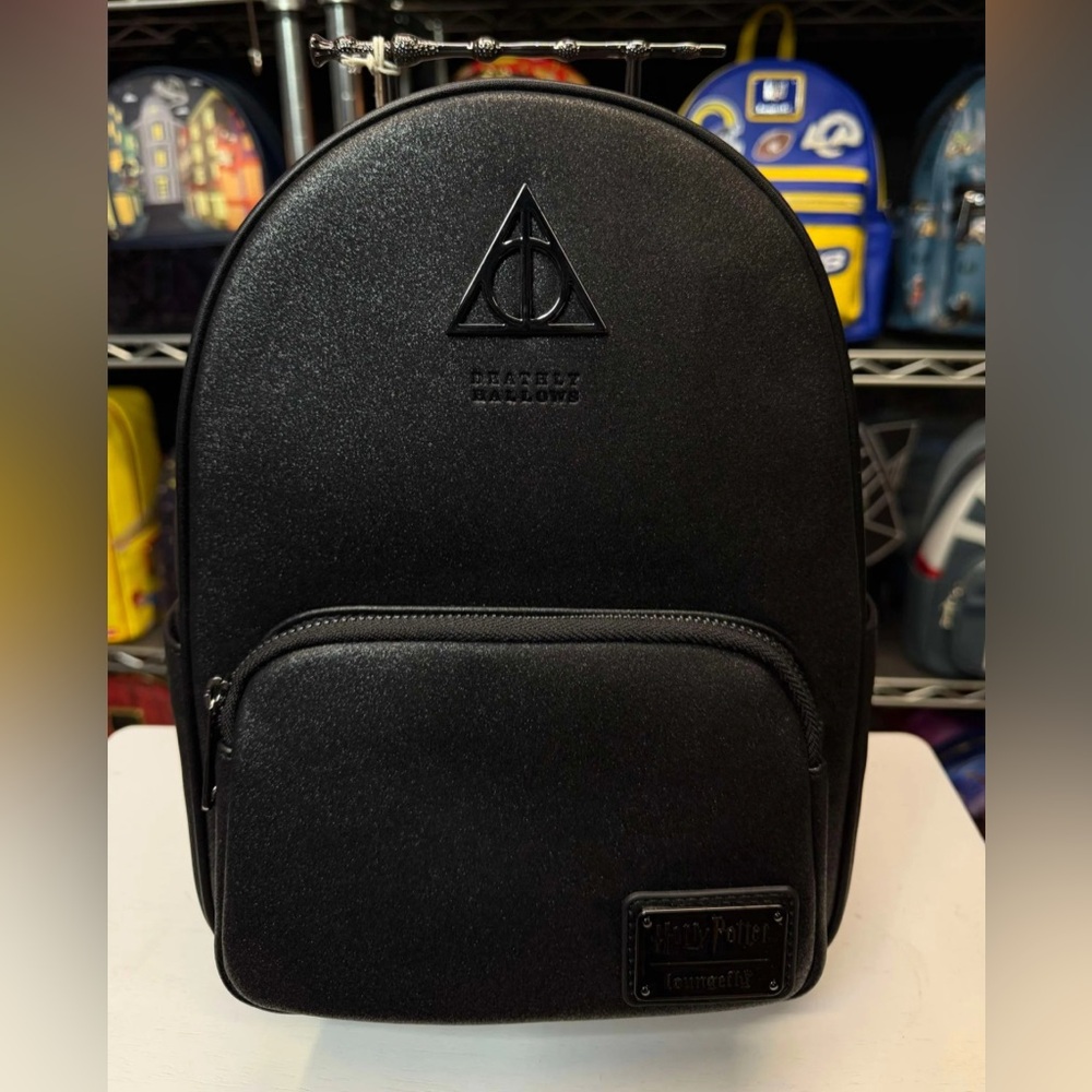 Loungefly Harry Potter Deathly Hallows Elder Wand Black Glitter Mini Backpack